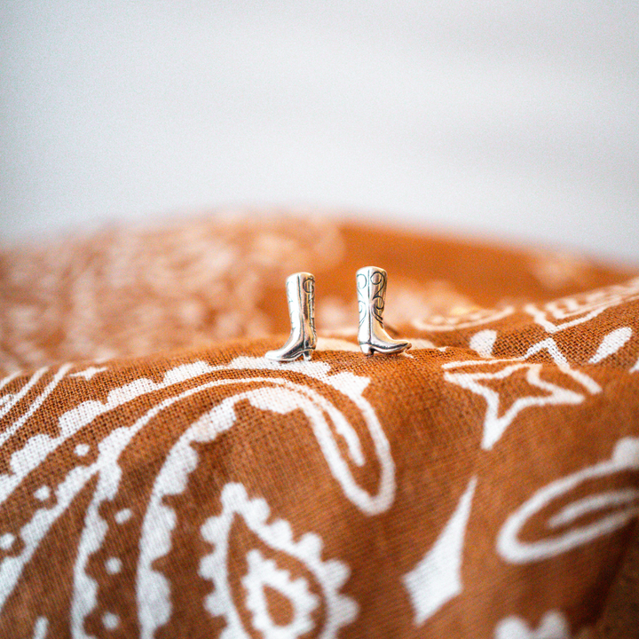 sterling silver cowboy boot earrings