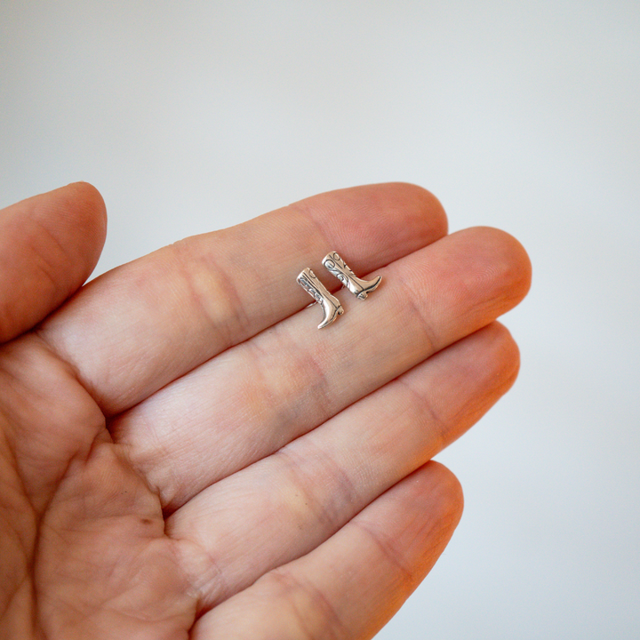 sterling silver cowboy boot earrings