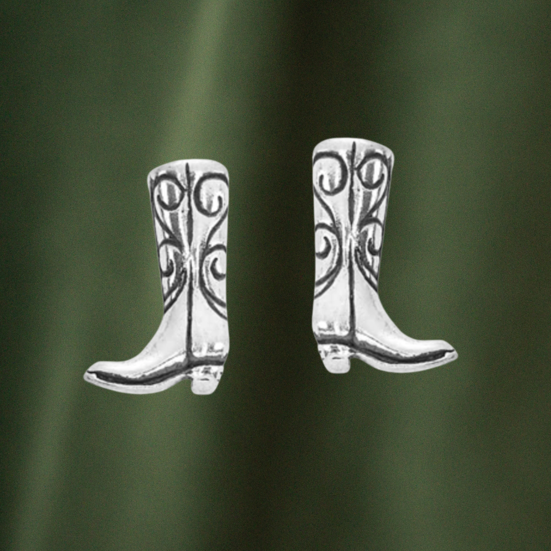 sterling silver cowboy boot earrings