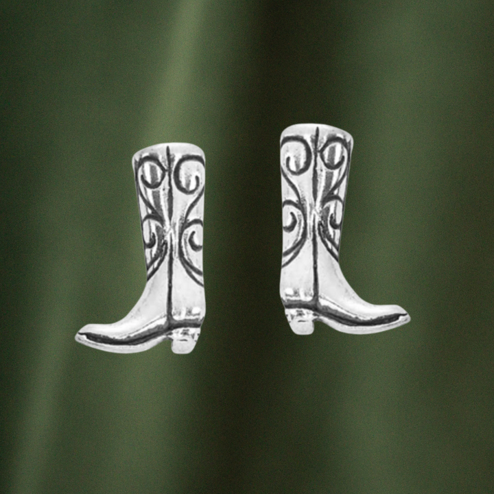 sterling silver cowboy boot earrings