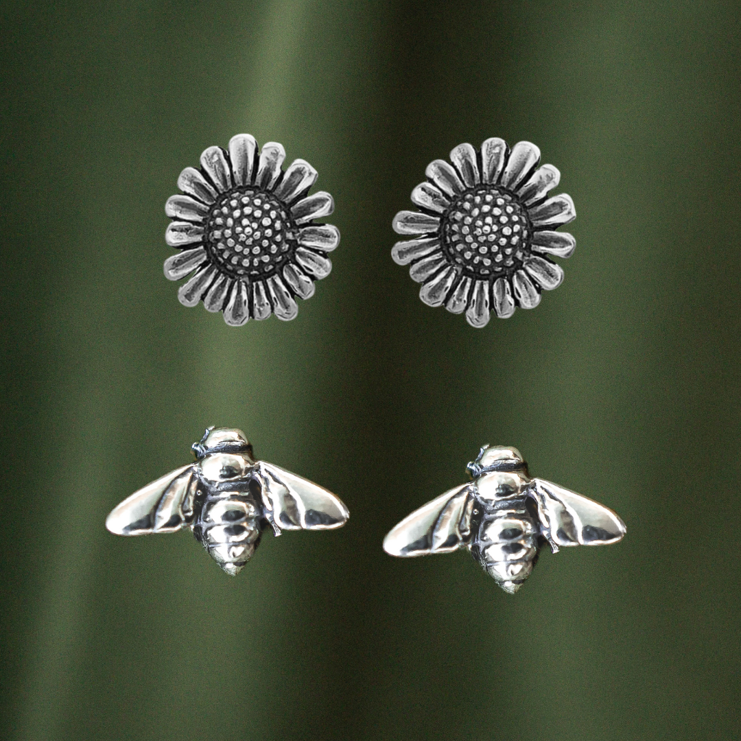 Sunflower and Bumble Bee Earring Set