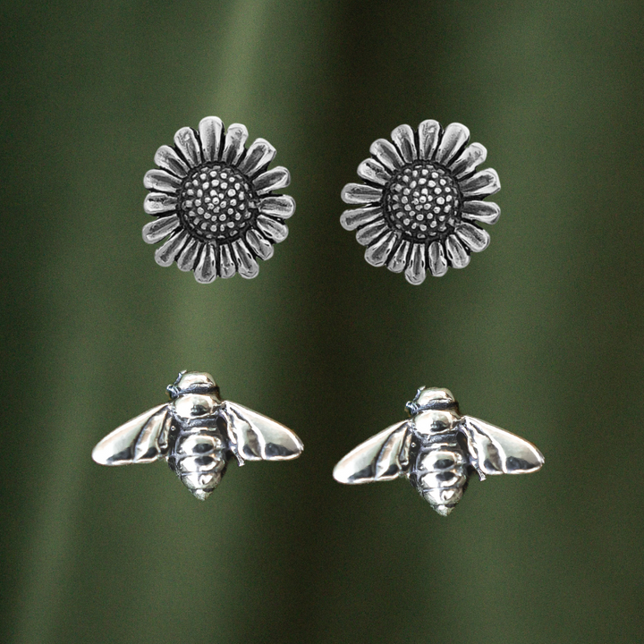 Sunflower and Bumble Bee Earring Set
