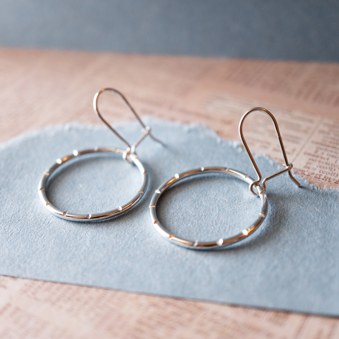 Timeless Trace Earrings - Silver Hoops