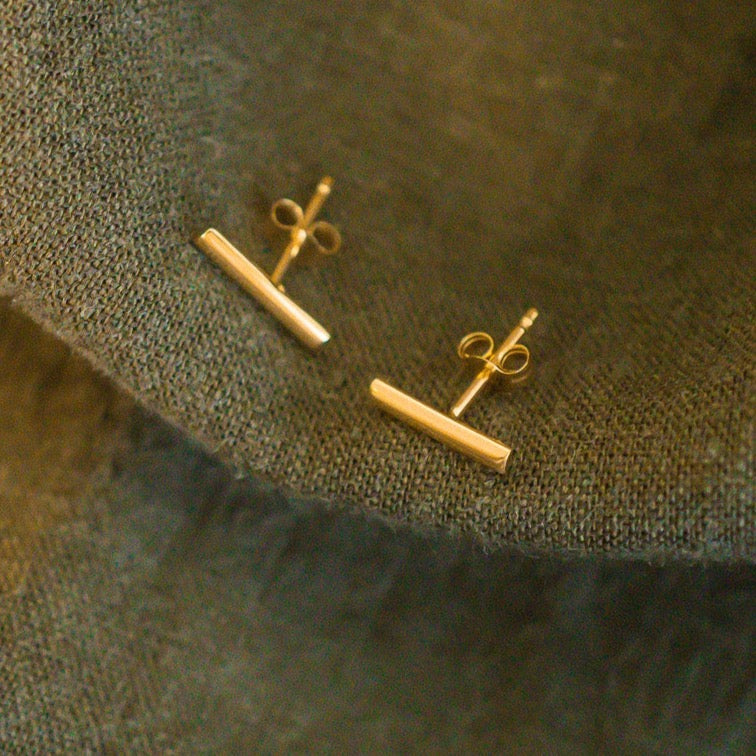 14k Gold Mini Bar Studs