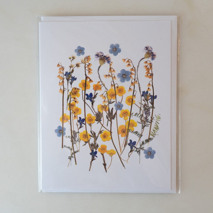 Pressed Flower Card - Buttercup & Lily