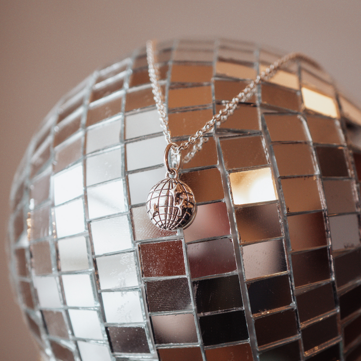 Sterling Silver Disco Ball Necklace